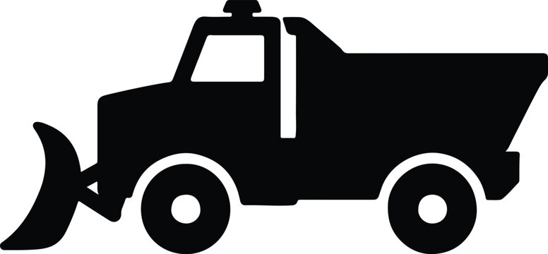 Silhouette snow plow truck winter service vehicle vector illustrator