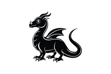 Cute Baby Dragon Silhouette Illustration Design