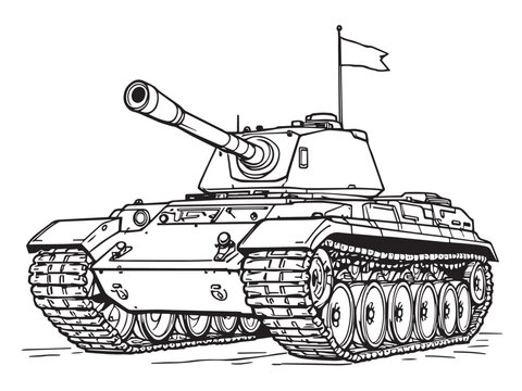black and white tank with flag clip art preview