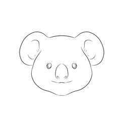 koala head sketch on white background
