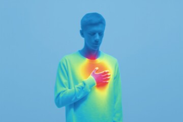 A thermal-style image displays a person's emotions as different colors in the body. This image symbolizes the mind-body connection and how emotions manifest physically
