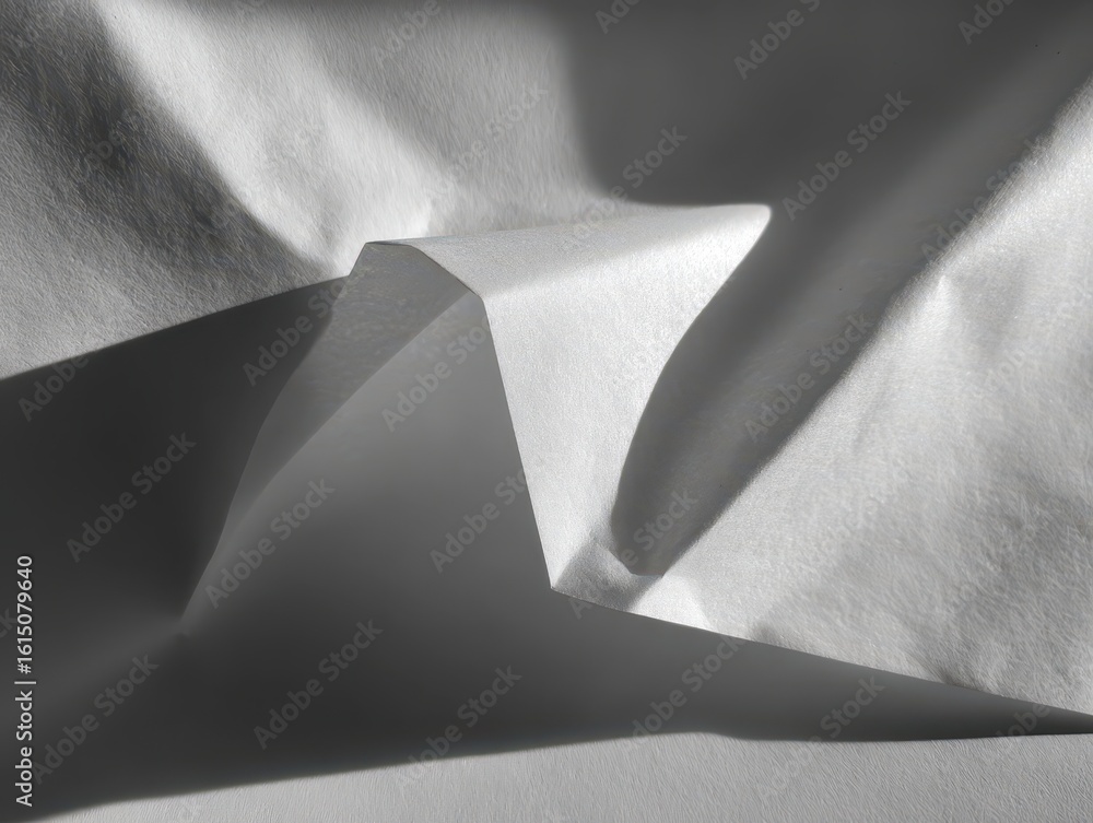 Aufkleber abstract monochromatic image shows folds of white material with sharp shadows