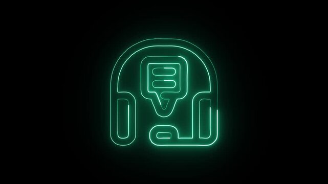 Customer Support Chat Animation with Glowing Lines on Black Background