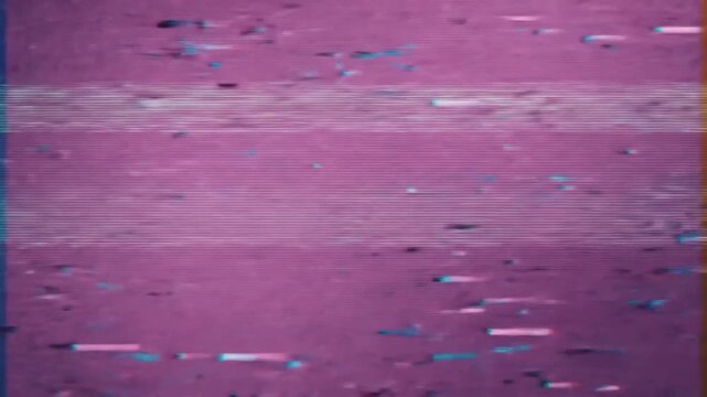 Soft purple and pink glitch background with scan lines and flickering shapes. digital noise and chromatic aberration. 