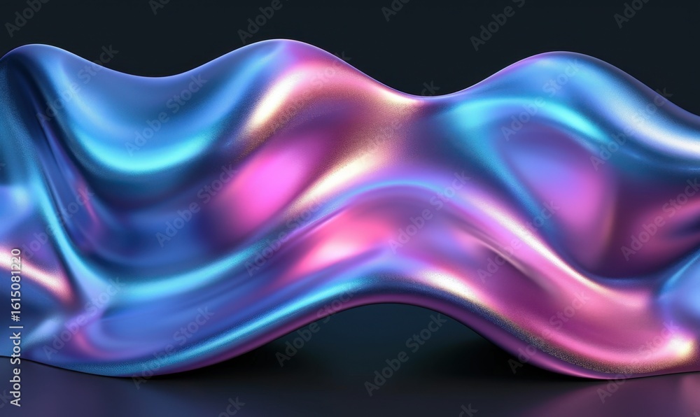 Poster iridescent flowing fabric abstract background with shimmering color gradations