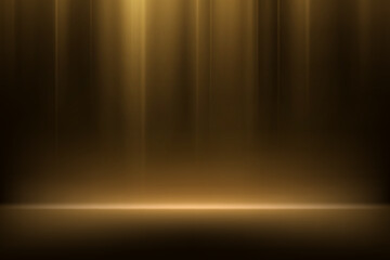Empty black and gold studio room background. Dark gold background. Space for selling products on the website. Empty room with light effect. Vector illustration.