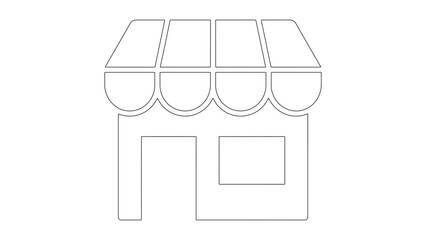 Storefront Building Line Art Drawing on Transparent Background Vector Illustration