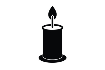 burning candle on black background