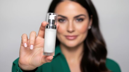 Beautiful Woman Holding Skincare Product, Beauty and Wellness Concept - Powered by Adobe