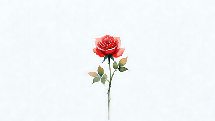 Fototapeta premium Single Red Rose Delicate Floral Art