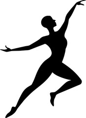 Woman Dancing Silhouette Vector, Elegant Female Dance Pose Clipart, Black Silhouette Art for Dance Design