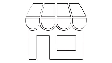 Storefront Line Art Vector Illustration: Simple Shop Facade Design for Business and Retail