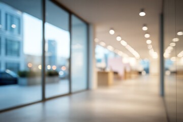 Blurred Office Interior Background Suitable For Website Banner, Corporate Presentation Or Advertising Campaign