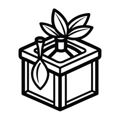 Elegant black outline vector illustration of a gourmet olive oil gift box
