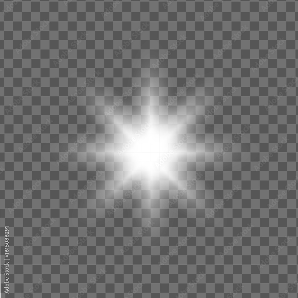 Poster star flare, glowing light burst with soft radiant glow and transparent background ideal for sparkle 
