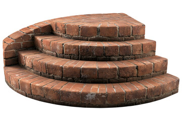 Curved brick garden steps isolated on transparent background