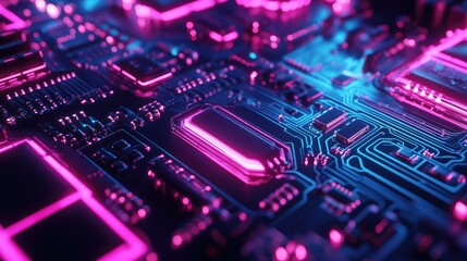 Obraz premium led pulsating electronic board