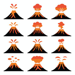 Mountain icon set with various vector designs and nature-inspired symbols