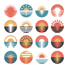 Glossy button set with colorful circular icons for web and design use