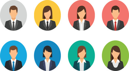 vector illustration of art of collection of diverse business people profile icons