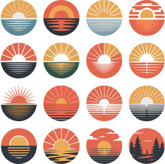 Glossy spheres vector icons set for sports and design elements collection