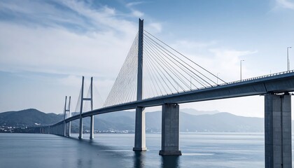 Obraz premium Modern cable-stayed bridge over calm water