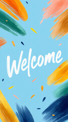 Minimal Welcome design with animated line elements.

