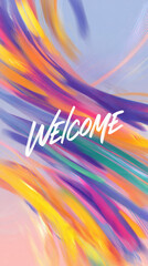 Website intro with lively Welcome letters and abstract flow.


