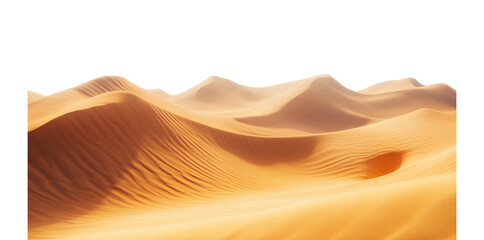 Golden desert sand dunes with rippled textures isolated on transparent background