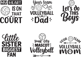 Volleyball themed quote designs for apparel and merchandise in vector format