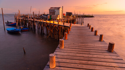 Old fishing harbour - Carrasqueira Comporta Palaf&iacute;tico Pier - The Carrasqueira Comporta Palaf&iacute;tico Pier is a place known as an architectural masterpiece. Travel concept.