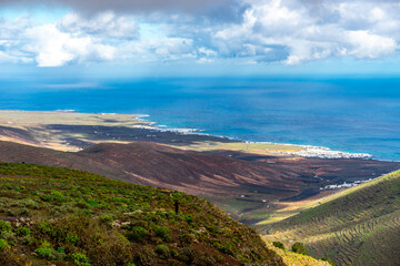 Beautiful view from the viewpoint in the mountains of Lanzarote
