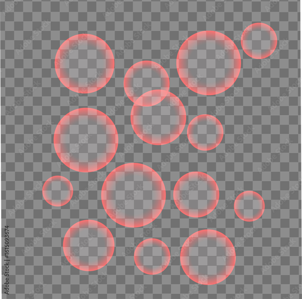 Poster red bubbles, circular glowing soap bubble vector with shiny floating air design perfect for clean mo