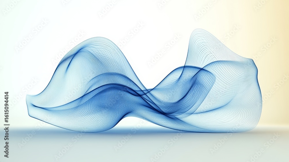 Poster abstract blue wave design with gentle gradient and soft flow motion for ethereal fluid structure