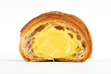 Croissant with Vanilla Custard &ndash; Front view, white background