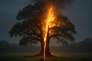 
tree split by lightning