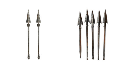 Collection of Pointed Arrows Spears used for Archery on transparent background Generative AI