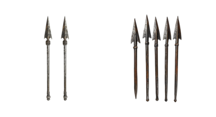 Collection of Pointed Arrows Spears used for Archery on transparent background Generative AI