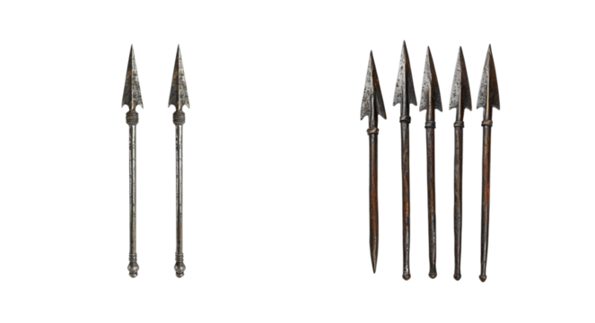 Collection of Pointed Arrows Spears used for Archery on transparent background Generative AI