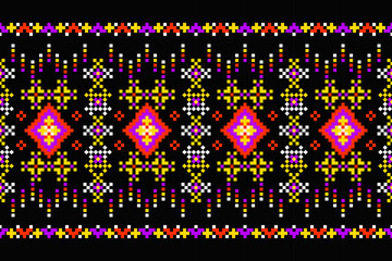 Pixel Art Geometric Fabric Seamless Pattern