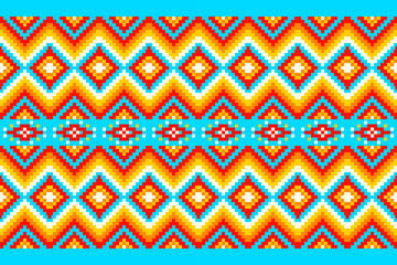 Pixel Art Geometric Fabric Seamless Pattern