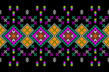 Pixel Art Geometric Fabric Seamless Pattern