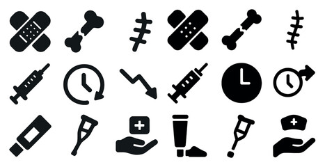 black and white icons set