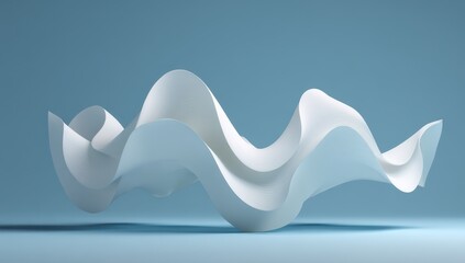Abstract white sculpted form on light blue background