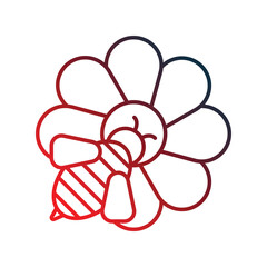 bee gradient outline icon with white background vector stock illustration