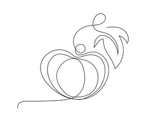 Abstract Pumpkin for Halloween Continuous One Line Drawing. one line art vector illustration.
