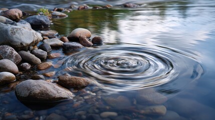 Ripple in Water: A mesmerizing close-up captures a solitary ripple expanding across the tranquil surface of the water, creating concentric circles and reflections. 