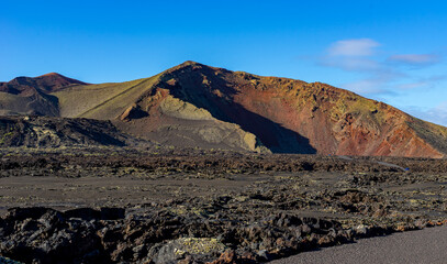 Volcanoes in Timanfaya National Park on the Canary Island of Lanzarote
