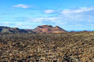 Volcanoes in Timanfaya National Park on the Canary Island of Lanzarote