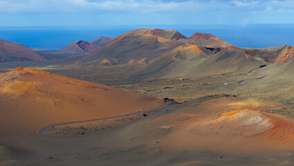 Volcanoes in Timanfaya National Park on the Canary Island of Lanzarote